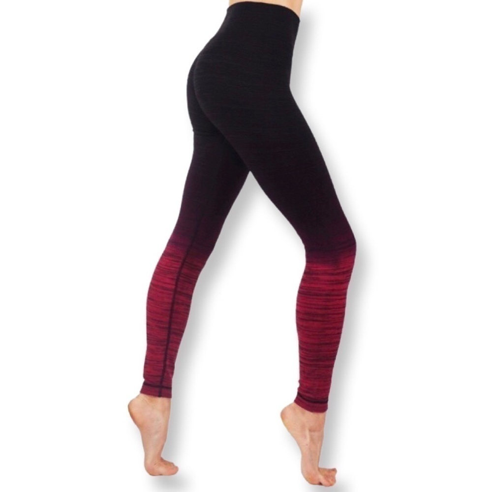 CODEFIT Ombré Yoga Leggings Black Burgundy High Waist S/M Four-Way Stretch NIP